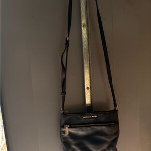 Michael Kors Black Messenger Bag with Gold Hardware